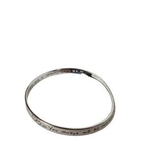 Minimalist Silver Tone Bangle Bracelet Engraved Sister Friend Quote Keepsake Gif
